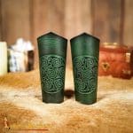 Celtic Spiral Leather Bracer Set - Green - Lord of Battles