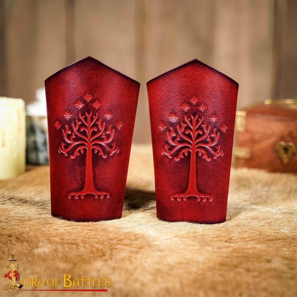 Samurai Leather Bracers - Red