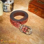 Handcrafted Fantasy Genuine Leather Belt – Maroon – Lord of Battles