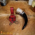Viking Drinking Horn with Maroon Leather Holder and Bag – 400 ml – Lord of Battles