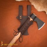 Medieval Leather Sword Frog with Adjustable Holder – Left Hand – Brown – Lord of Battles