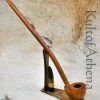 Churchwarden Pipe Stand - Hardwood Brown Pipe Stand with Hemp-Wound Wick Tamper