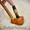Churchwarden Pipe Stand - Hardwood Brown Pipe Stand with Hemp-Wound Wick Tamper