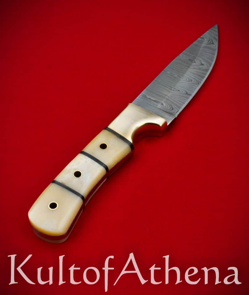 Devil's Edge - Damascus Blade Bone Grip Hunting Knife