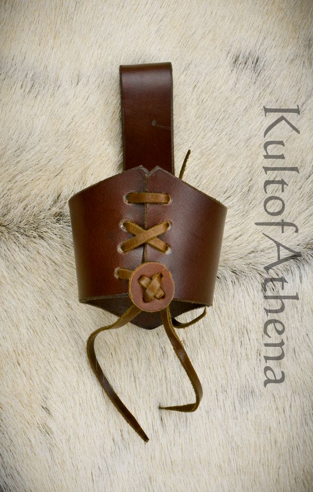 Deepeeka - Leather Viking Drinking Horn Holder with Belt Loop - Brown
