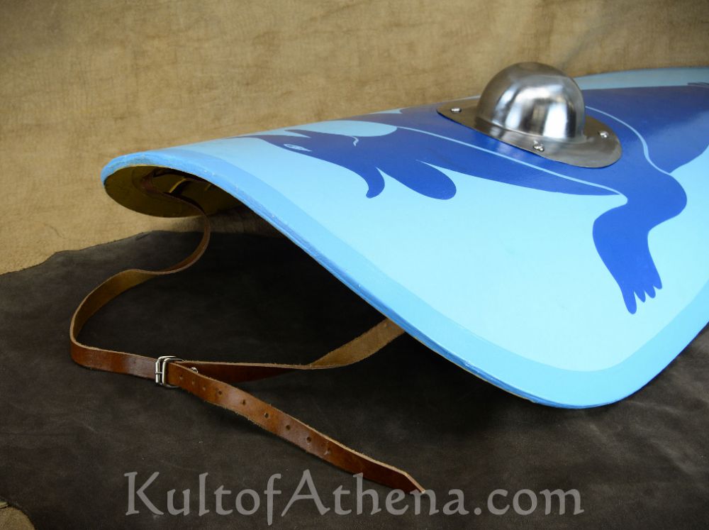 Deepeeka - Norman Kite Shield with Shield Boss - Blue Dragon on Blue Field