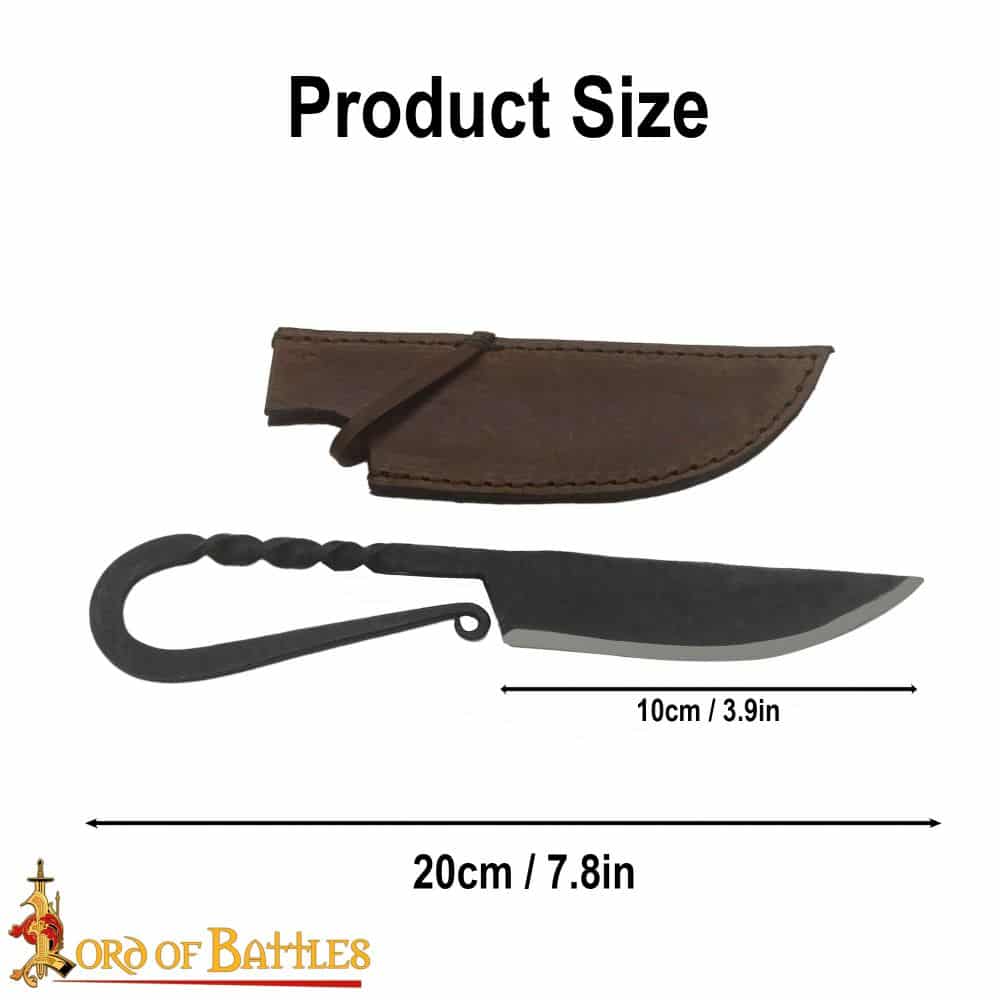 Lord of Battles - Viking Hand Forged Iron Knife with Genuine Leather Sheath