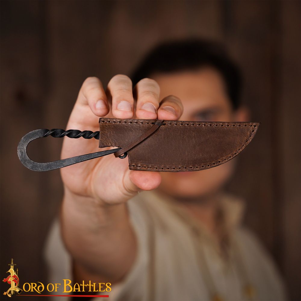 Lord of Battles - Viking Hand Forged Iron Knife with Genuine Leather Sheath