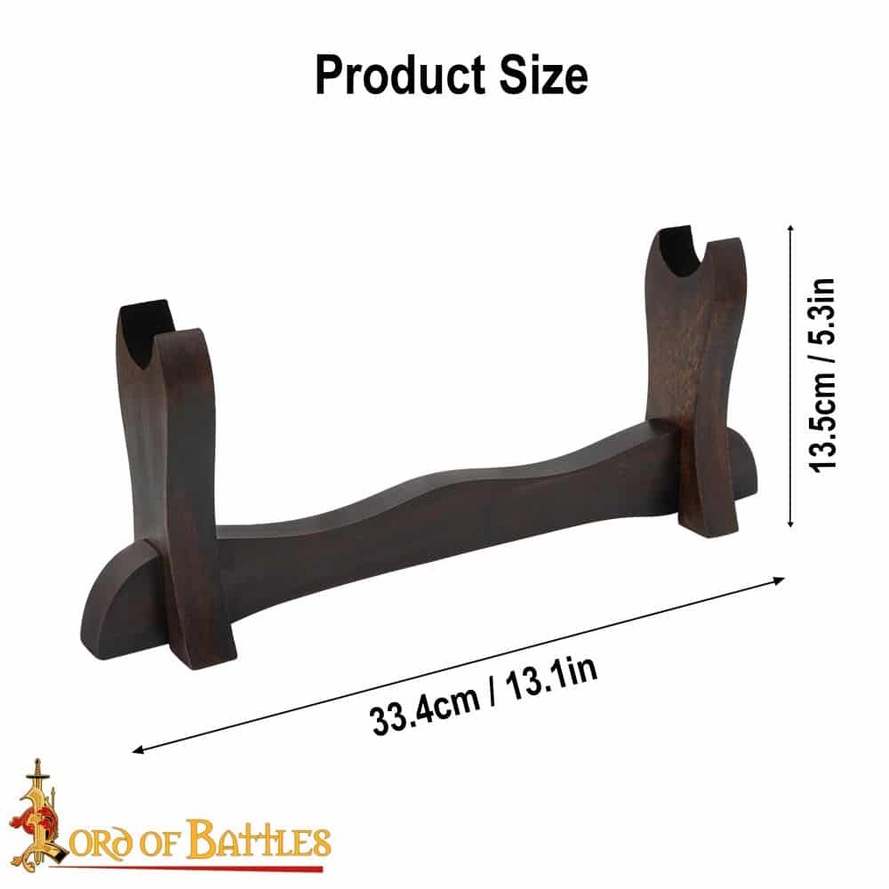 Lord of Battles - Single Tier Sword and Axe Stand Handcrafted from Genuine Wood