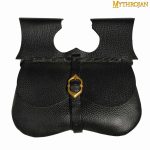 Mythrojan Late Medieval Leather Pouch 14-16 century reenactment Larp Cosplay Coin Purse Bag - Black