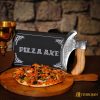 "Mythrojan Pizza Axe with etching & brown Scabbard"