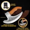 "Mythrojan Pizza Axe with etching & brown Scabbard"