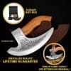 "Mythrojan Pizza Axe with etching & brown Scabbard"