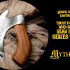 "Mythrojan Pizza Axe with etching & brown Scabbard"