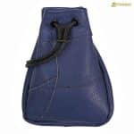 Mythrojan Black Patchwork, 100% Real Leather Drawstring Coin, Wallet, Credit Card, Keys Pouch with Belt Loop - Blue