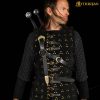 Mythrojan Geralt Back Scabbard, Ideal for LARP Cosplay and Medieval events, Full Grain Leather, Black