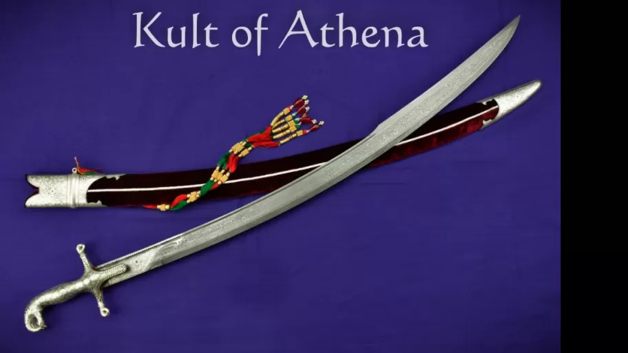 Damascus and Silver Koftgari Indian Saber with Hand design - Universal Swords