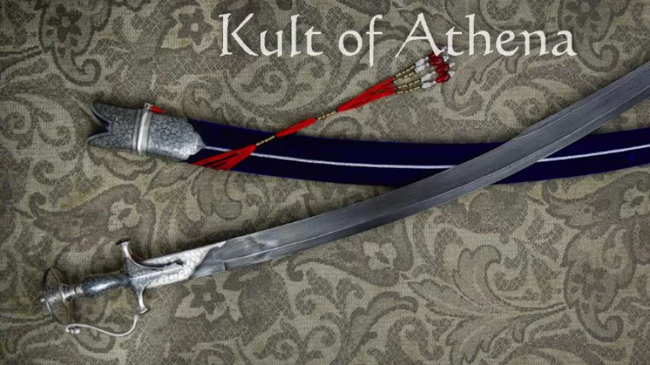 Damascus and Silver Koftgari Indian Talwar with Blue Scabbard 1- Universal Swords