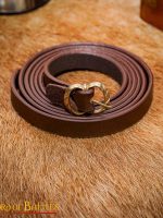 Thin Medieval Belt with Solid Brass Buckle - Brown
